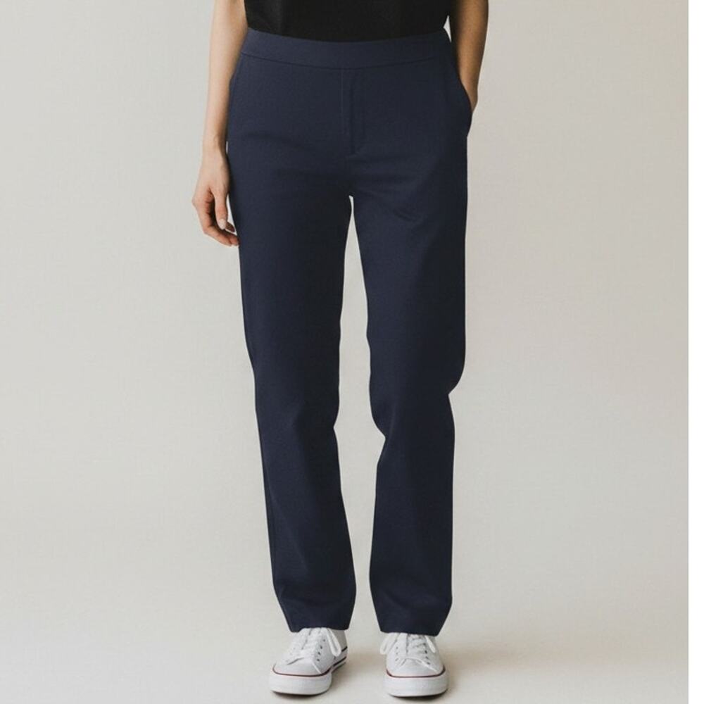 Spartina 449 Ankle Pants Womens L Navy Blue Stretch Straight Leg Elastic Waist